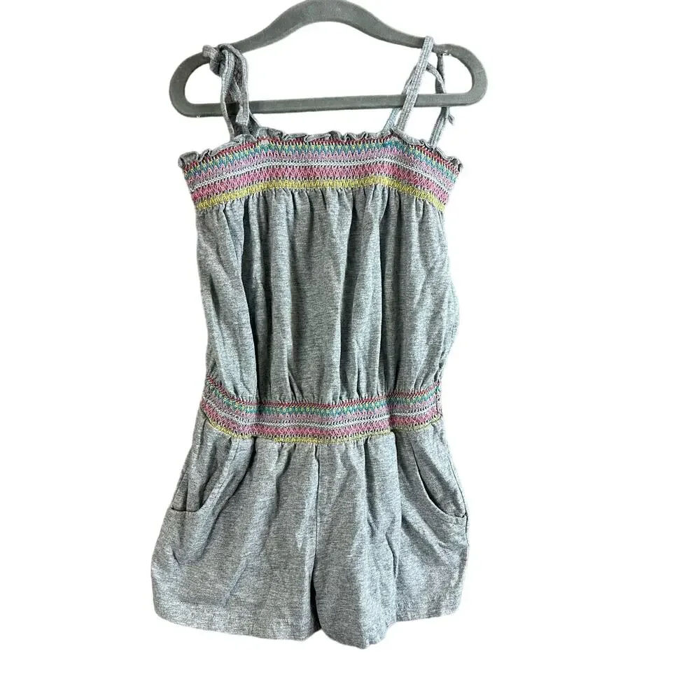 Baby Gap Gray Rainbow Smocked Knit Romper Outfit Girls S Small 6 7